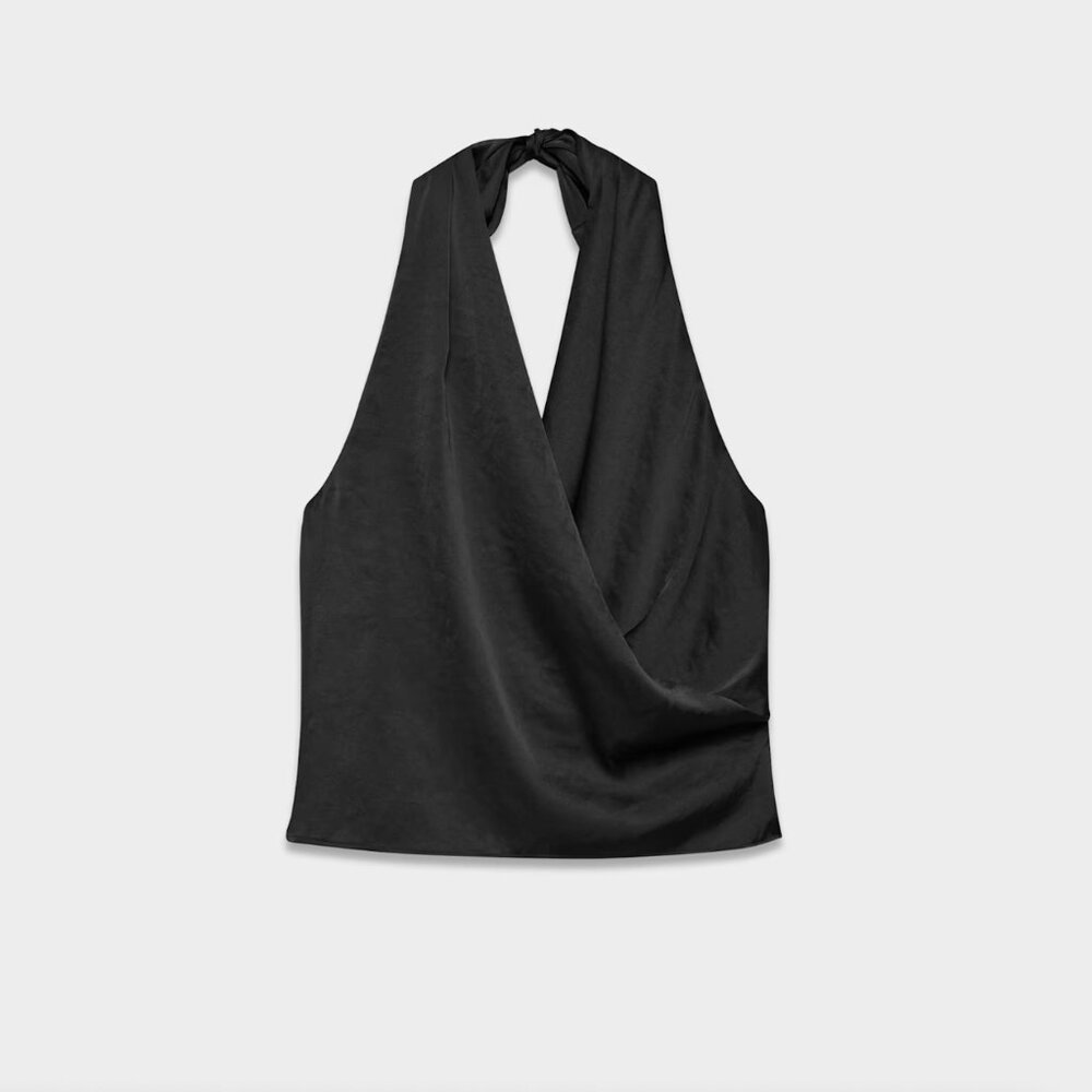 Aritzia Wilfred Martini Satin Blouse Black
